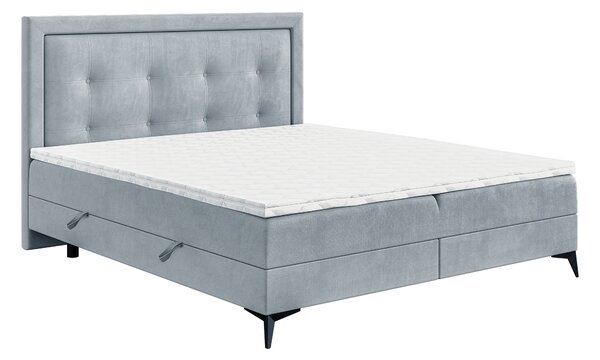 Jednolůžková postel Boxspring 120 cm Hygga (světlomodrá) (s matrací a úl. prostorem)