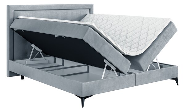 Jednolůžková postel Boxspring 120 cm Hygga (světlomodrá) (s matrací a úl. prostorem)