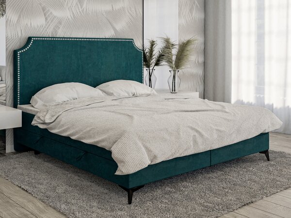 Jednolůžková boxspring postel 120 cm Lexa (mořská) (s matrací a úl. prostorem)