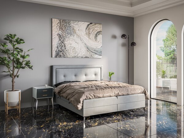 Jednolůžková postel Boxspring 120 cm Hygga (světlomodrá) (s matrací a úl. prostorem)