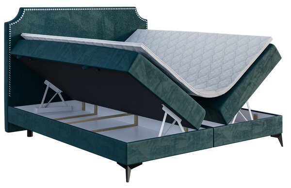 Jednolůžková boxspring postel 120 cm Lexa (mořská) (s matrací a úl. prostorem)