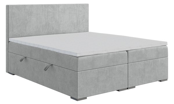 Jednolůžková boxspring postel 120 cm Lemmy (šedá) (s matrací a úl. prostorem)