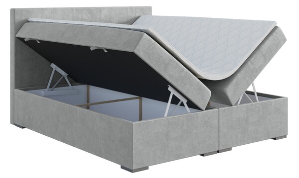 Jednolůžková boxspring postel 120 cm Lemmy (šedá) (s matrací a úl. prostorem)