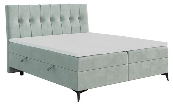 Jednolůžková boxspring postel 120 cm Leny (mátová) (s matrací a úl. prostorem)