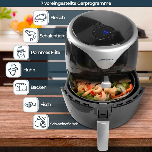 Horkovzdušná fritéza 5,5 l – digitální displej, 7 programů