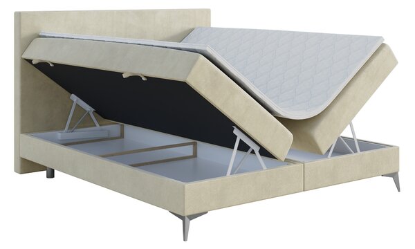 Jednolůžková boxspring postel 120 cm Ricky (světlobéžová) (s matrací a úl. prostorem)