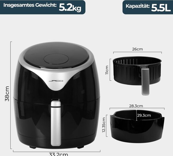 Horkovzdušná fritéza 5,5 l – digitální displej, 7 programů
