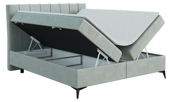 Jednolůžková boxspring postel 120 cm Leny (mátová) (s matrací a úl. prostorem)