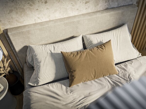 Jednolůžková boxspring postel 120 cm Ricky (světlobéžová) (s matrací a úl. prostorem)