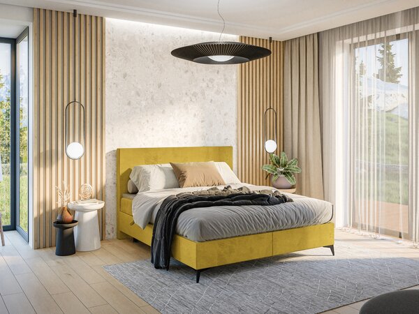 Jednolůžková boxspring postel 120 cm Ricky (limetková) (s matrací a úl. prostorem)