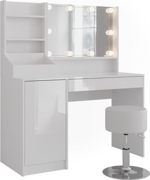 Toaletní stolek Vicco Sherry Bílá/bílý vysoký lesk 119.8 cm 5 dílů, Model 57619