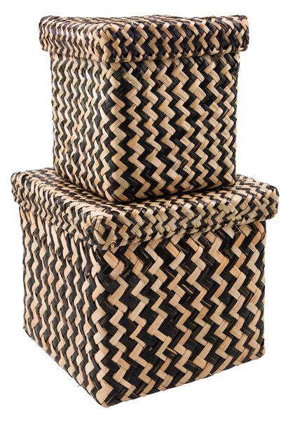 Úložný box Ollie Black Nature Square – set 2 ks