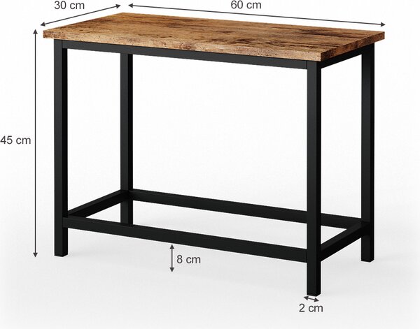 Lavice Vicco Fyrk Starožitné dřevo 60 cm pro toaletní stolek, Model 34137