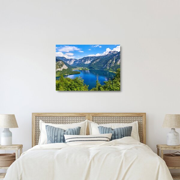 Skleněný obraz - Halštatské jezero, Hallstatt, Rakousko (70x50 cm)