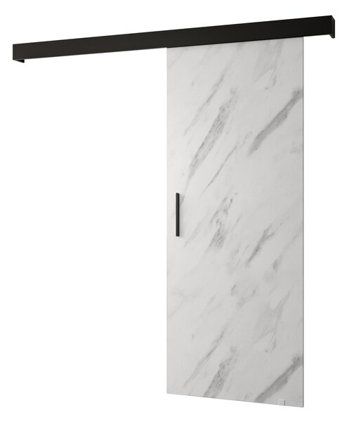 Posuvné dveře 90 cm Sharlene I (mramor bílý + černá matná + černá)