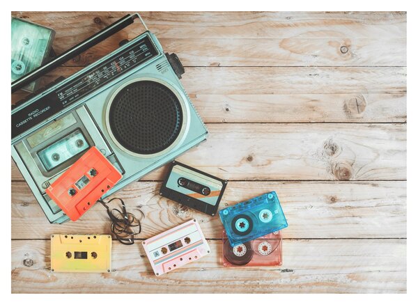 Skleněný obraz - Retro rádio (70x50 cm)