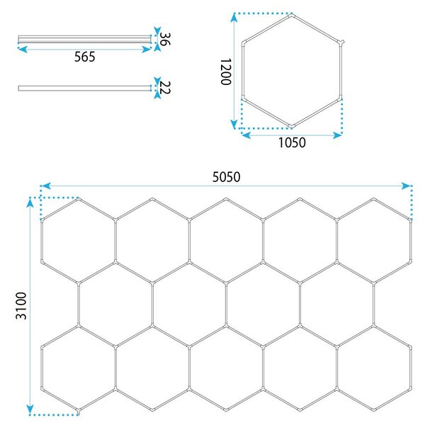 Toolight Toolight, LED stropní svítidlo HEXAGON, JNH052-H, bílá, OSW-56244