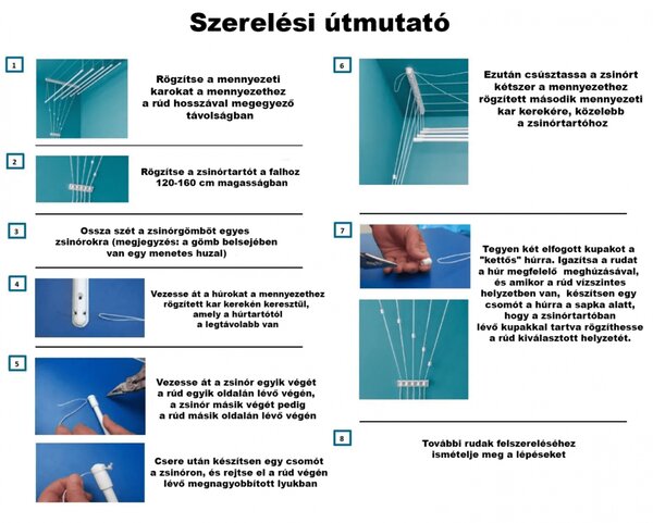Stropní sušák na prádlo Ideal 6 tyčí 150 cm - Bílá, 150 cm