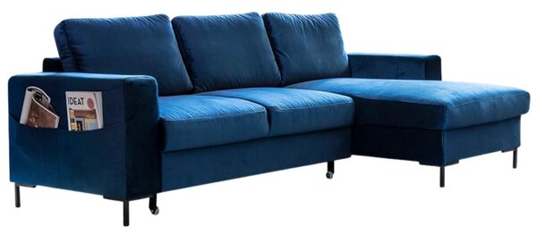 -25 % Dny MOMENTI– Miuform Sametová rozkládací pohovka Lofty Lilly 236 cm, pravá