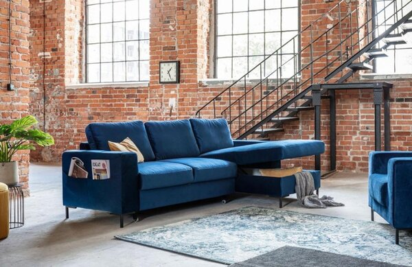 -25 % Dny MOMENTI– Miuform Sametová rozkládací pohovka Lofty Lilly 236 cm, pravá