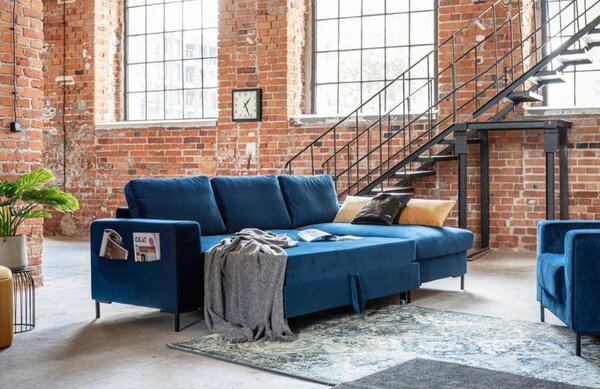 -25 % Dny MOMENTI– Miuform Sametová rozkládací pohovka Lofty Lilly 236 cm, pravá
