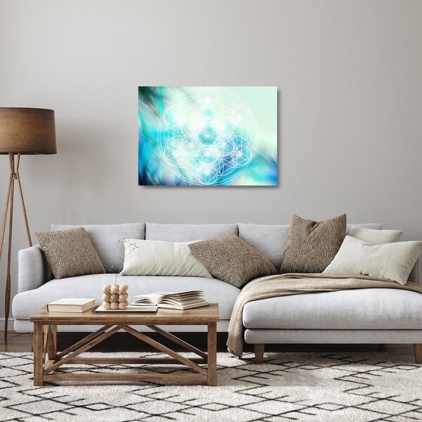Skleněný obraz - Merkaba v tyrkysovém pozadí (70x50 cm)