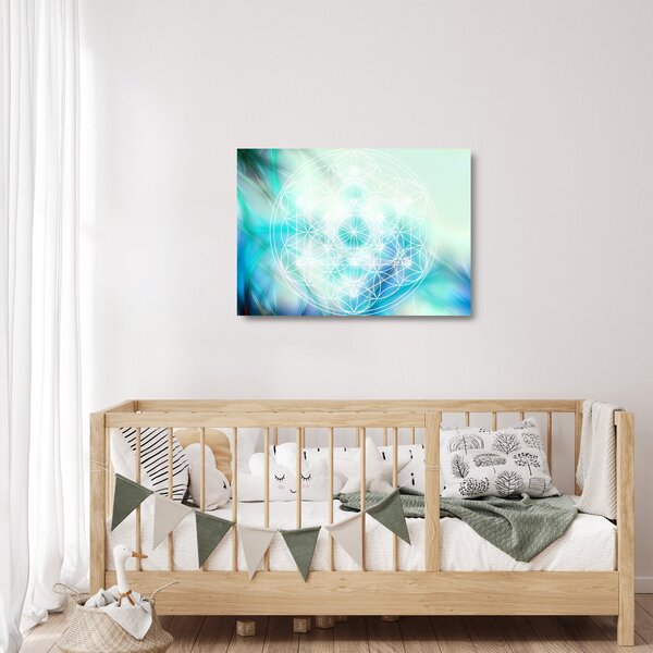 Skleněný obraz - Merkaba v tyrkysovém pozadí (70x50 cm)