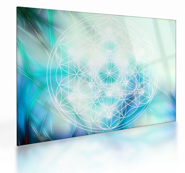 Skleněný obraz - Merkaba v tyrkysovém pozadí (70x50 cm)