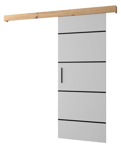 Posuvné dveře 90 cm Sharlene IV (bílá matná + dub artisan + černá)
