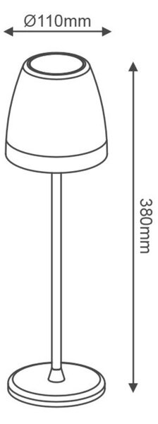 ACA Lighting LED SMD venkovní stolní lampa na baterie nabíjecí 2W 150LM 38d 3.000K bílá CRI80 IP54 LG2193W-400