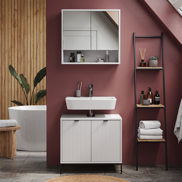 Koupelnová zrcadlová skříňka Vicco Eliza Bílá 70 x 65 cm se 2 dveřmi, Model 49507