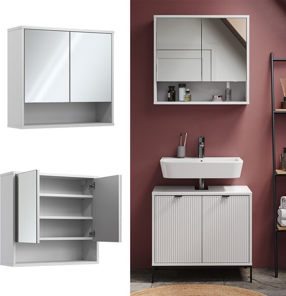 Koupelnová zrcadlová skříňka Vicco Eliza Bílá 70 x 65 cm se 2 dveřmi, Model 49507