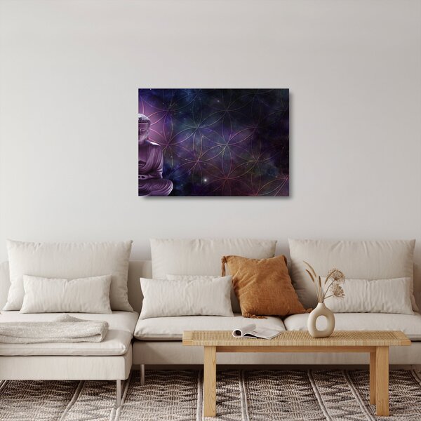 Skleněný obraz - Buddha s květy života (70x50 cm)