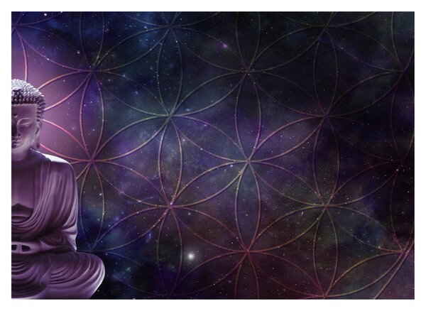Skleněný obraz - Buddha s květy života (70x50 cm)