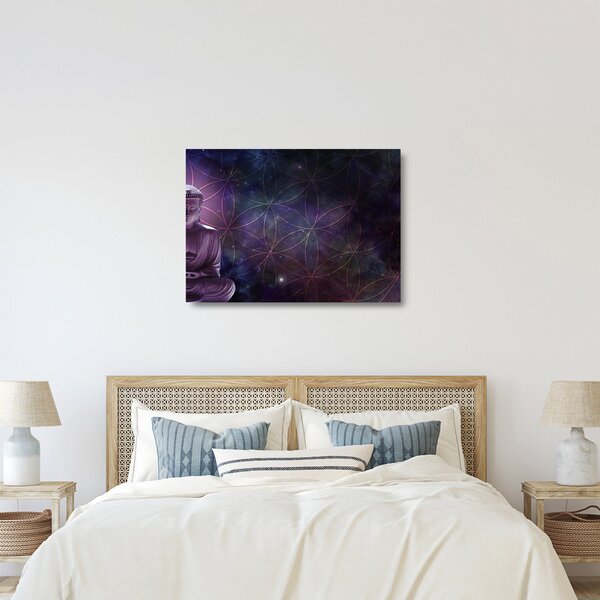 Skleněný obraz - Buddha s květy života (70x50 cm)