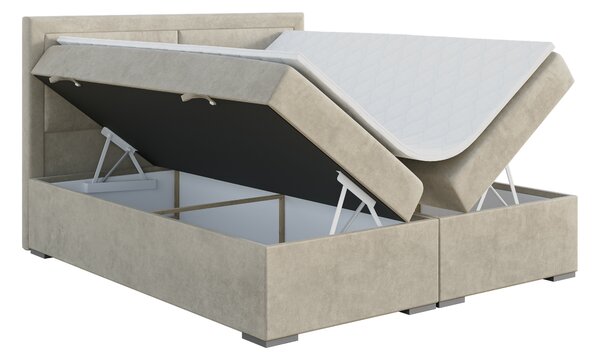 Jednolůžková boxspring postel 120 cm Menorra (světlobéžová) (s matrací a úl. prostorem)