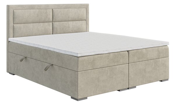 Jednolůžková boxspring postel 120 cm Menorra (světlobéžová) (s matrací a úl. prostorem)