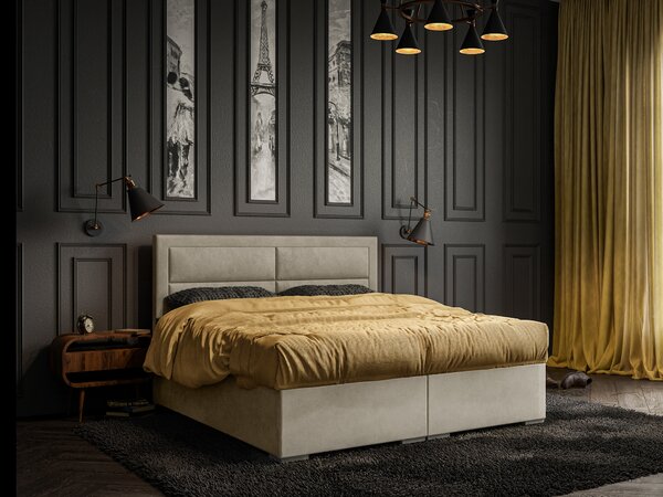 Jednolůžková boxspring postel 120 cm Menorra (světlobéžová) (s matrací a úl. prostorem)