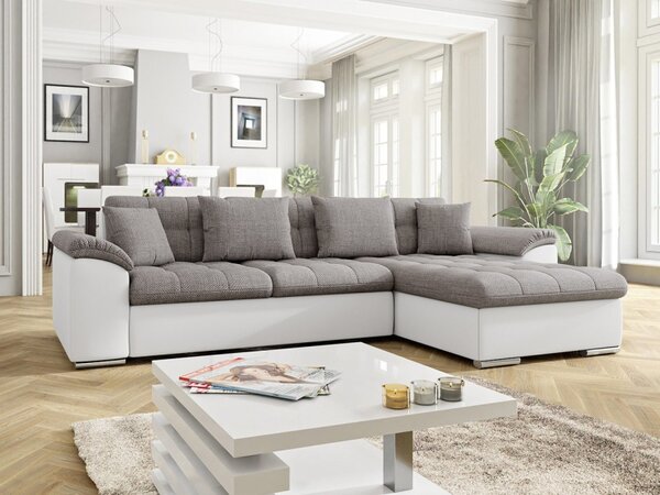 Rohová sedací souprava Dino, Potah: ekokůže Soft 017 (bíla) + Lawa 05, Strana: pravá 5902928779851