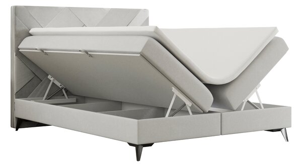 Boxspring postel 140 cm Melo (světle šedá) (s úložným prostorem)