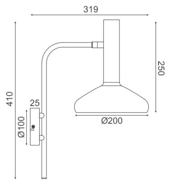 ACA Lighting nástěnné svítidlo 1XE27 mosaz+černá 32X20X41CM SHERLOCK AR4181W41BB