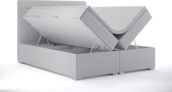 Boxspring postel 140 cm Clady (bílá ekokůže) (s úložným prostorem)