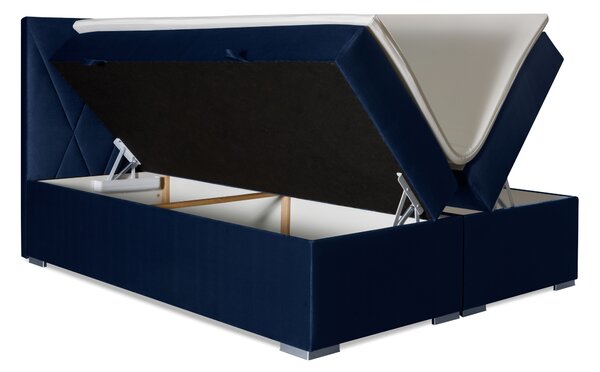 Boxspring postel 140 cm Lanarra (tmavě modrá) (s úložným prostorem)