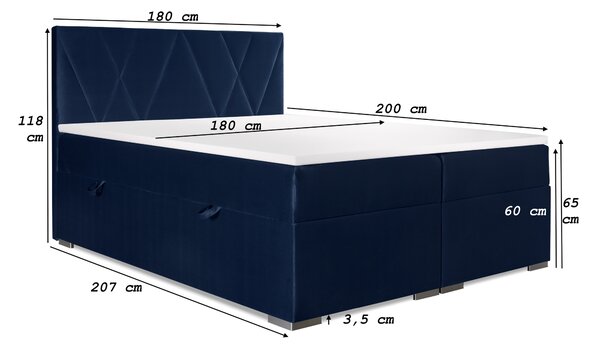 Boxspring postel 140 cm Lanarra (tmavě modrá) (s úložným prostorem)
