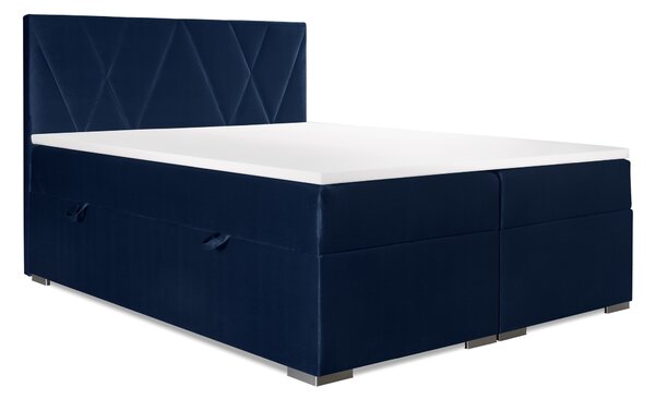 Boxspring postel 140 cm Lanarra (tmavě modrá) (s úložným prostorem)