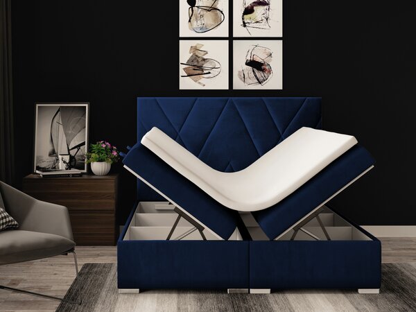 Boxspring postel 140 cm Lanarra (tmavě modrá) (s úložným prostorem)