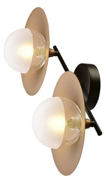 ACA Lighting nástěnné svítidlo 2XG9 mosaz / černá kov + sklo 20X47X18CM LAYLA HL4322W47BB