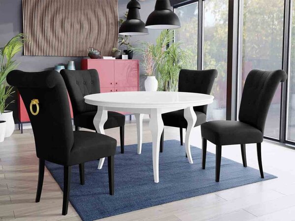 Čalouněná jídelní židle ST65 + klepadlo, Klepadlo: zlaté, Barva křesla: černá, Potah: Magic Velvet 2219 5903211143601