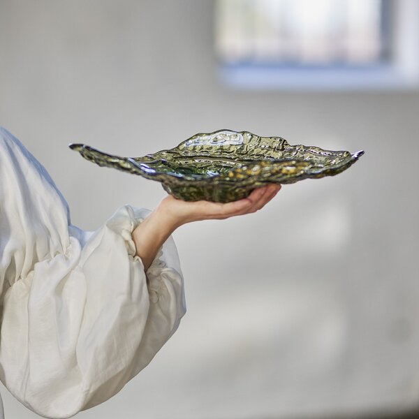 Dekorativní skleněná mísa Aiku Green 38 cm