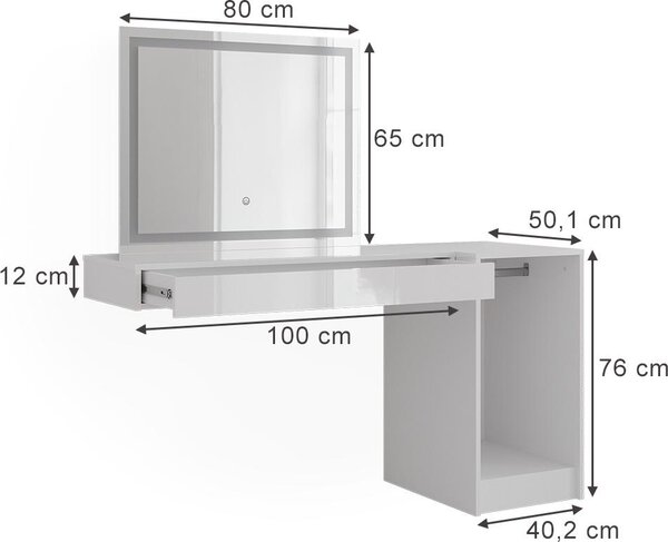 Toaletní stolek Vicco Sherry Bílá 100 cm 4 díly, Model 59563